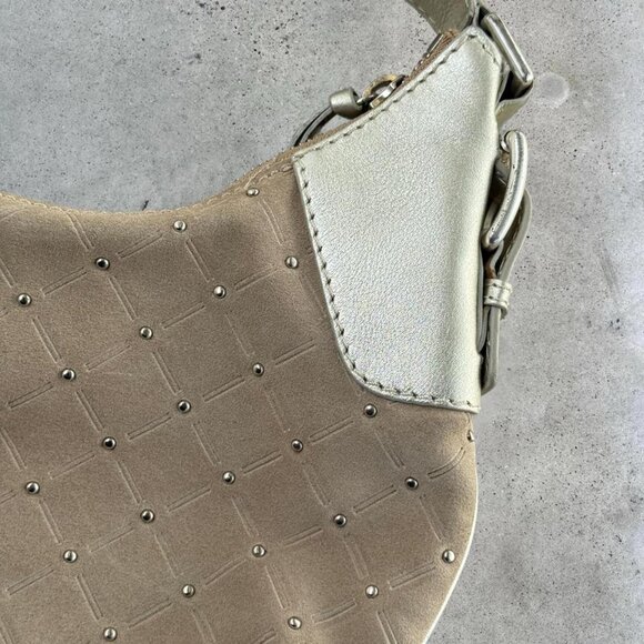 2000s suede studded shoulder bag - Picture 2 of 8